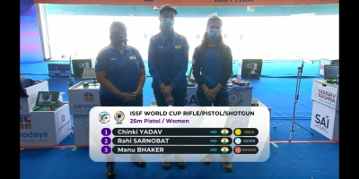 शूटिंग विश्व कप : भारत ने महिला 25 मीटर पिस्टल वर्ग में किया क्लीन स्वीप (लीड-1)